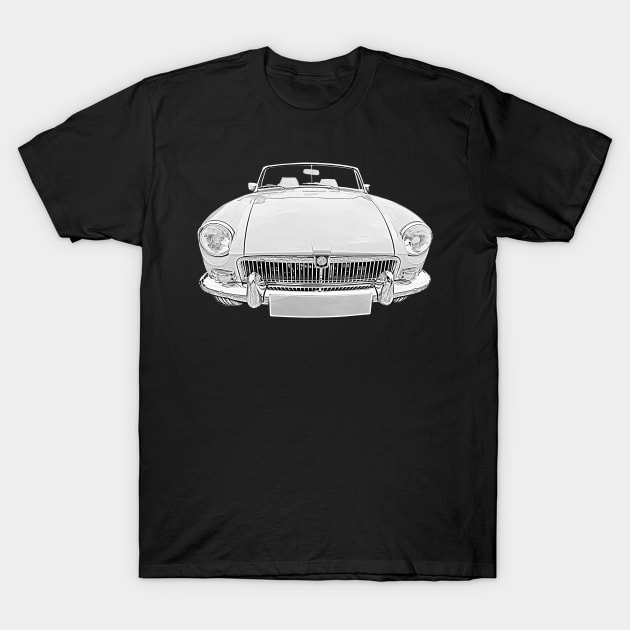 MGB 1970s classic car monochrome T-Shirt by soitwouldseem